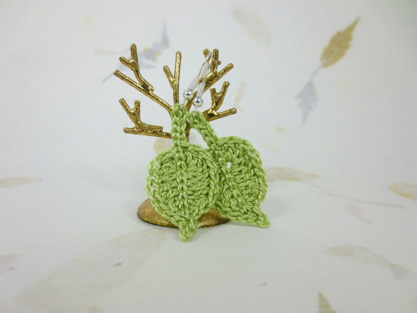 Crochet leaf earrings. Just like the title says.